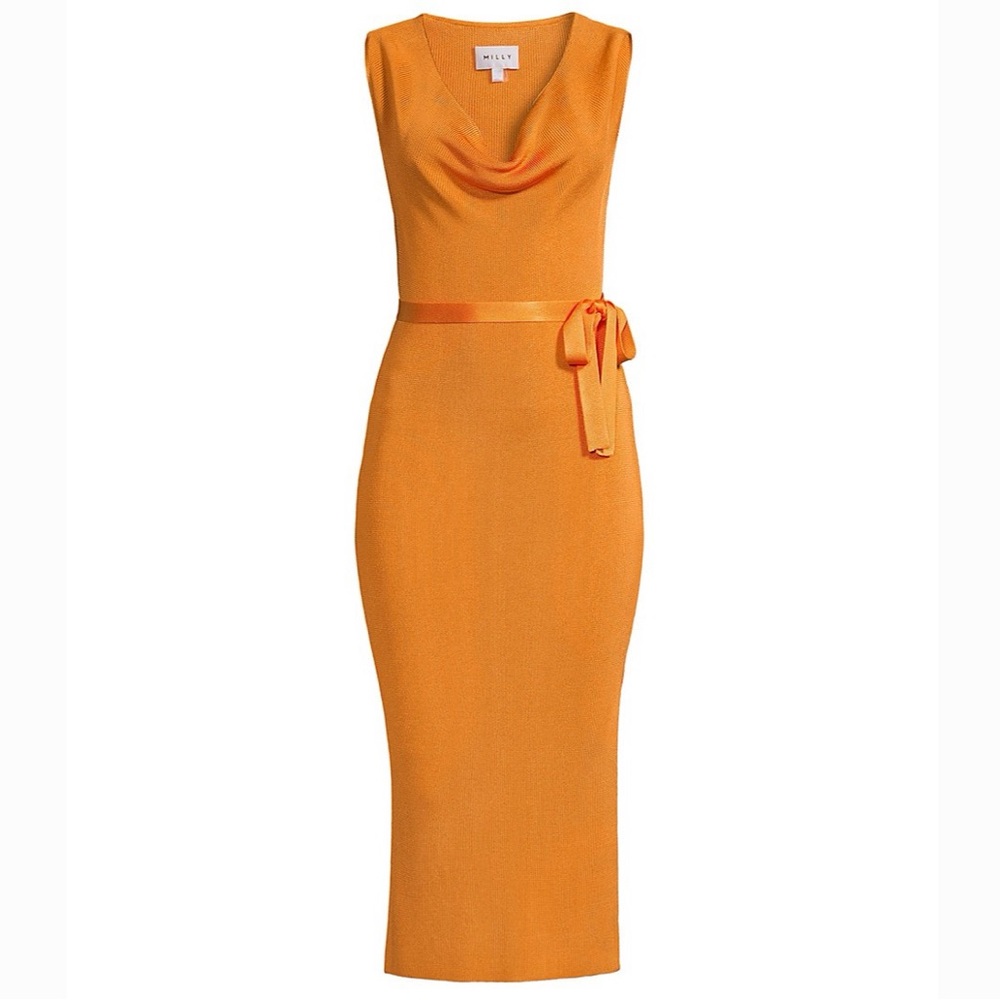 NWT Milly Cowl Neck Rib Knit Midi Dress